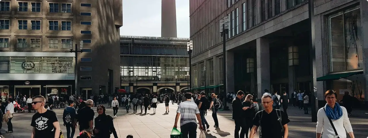 People walking in a plaza