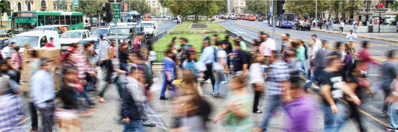 Crowd of people crossing the street